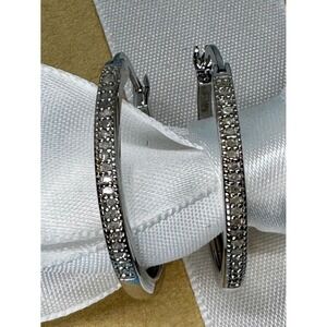 Sterling Silver Natural Mined Diamond Hoop Earrings
